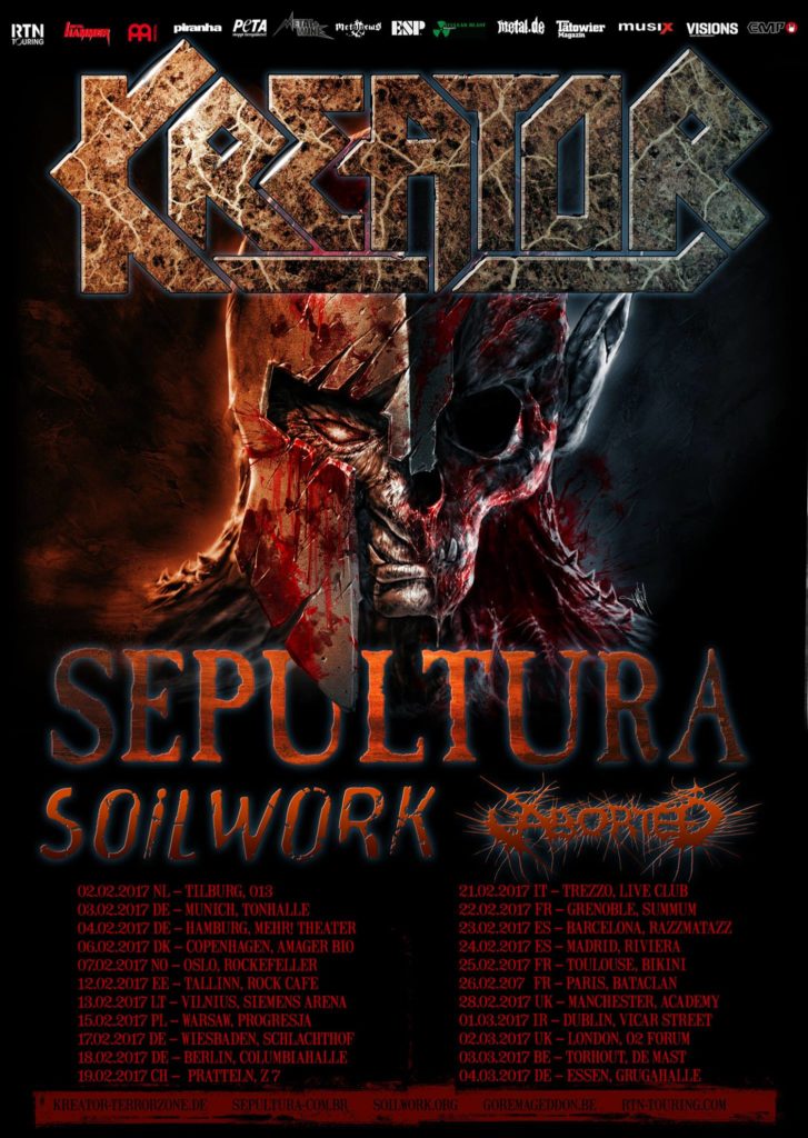 Kreator, Sepultura, Soilwork, Aborted @ Live Club Trezzo, Italy, Feb. 21, 2017